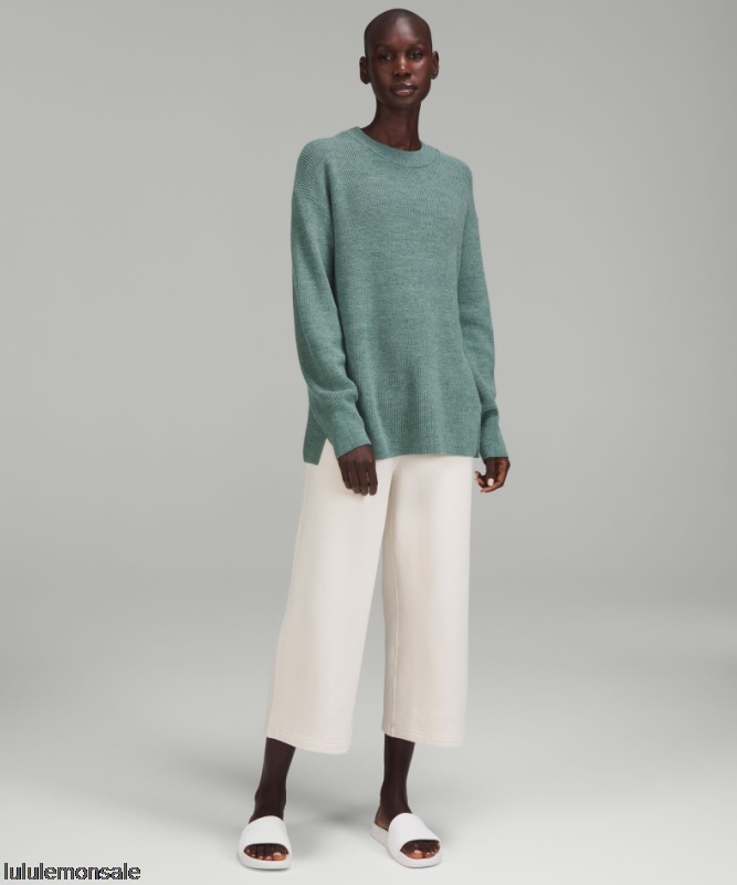 Lululemon Damen DELULU465 | Gerippter Rundhalspullover Aus Einer Merinowollmischung Meliert Tidewater Teal
